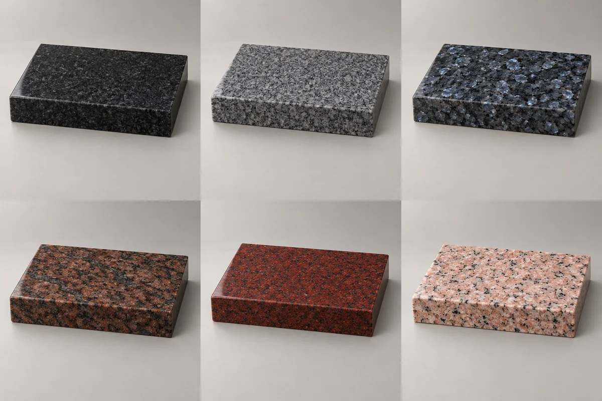 AI-generated color illustration: Deep charcoal granite with fine grey minerals; not an exact quarry sample